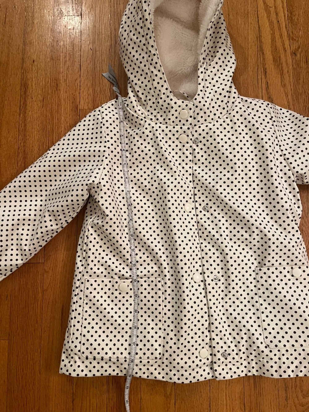 C&C California White Black Polka Dot Cozy Fleece Raincoat Size 6 - Picture 4 of 5